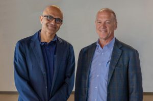 Microsoft CEO Satya Nadelle with AT&T CEO John Donovan