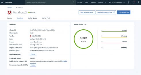 Red Hat OpenShift on IBM Cloud screenshot