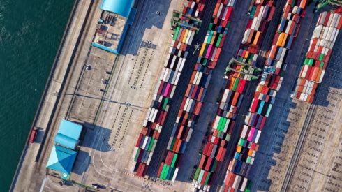 containers on a ship