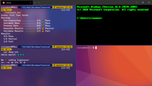 Example of customized panes in Windows Terminal