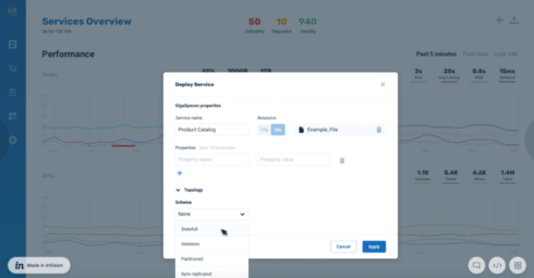 screenshot of one-click microservices deployment in GigaSpaces v15.5