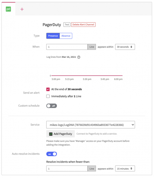 Auto-resolve PagerDuty incidents in LogDNA