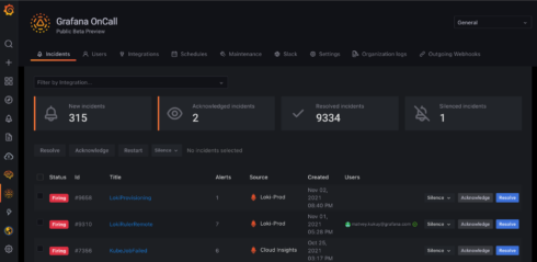 Screenshot of Grafana OnCall